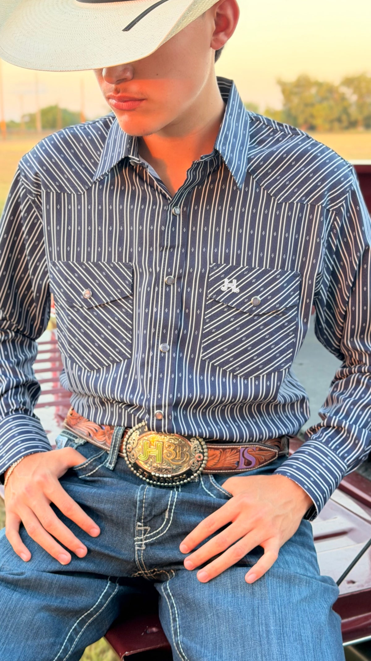 New JH Shirt Retro Collection (Light Weight) Blue JH-323FM