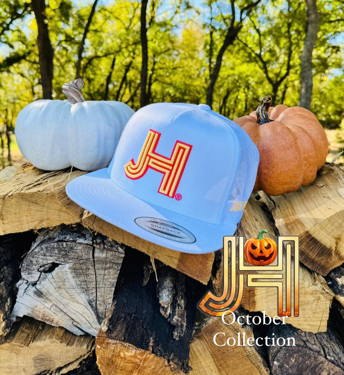 2023 October Collection Jobes Cap-  All White 3D Yellow/Orange outline - Jobes Hats