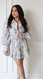 JH Womens Purple Flowered set Top and Skirt #2808