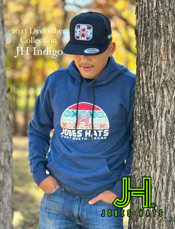 2023 December Collection JH Aztec Hoodie Indigo - Jobes Hats