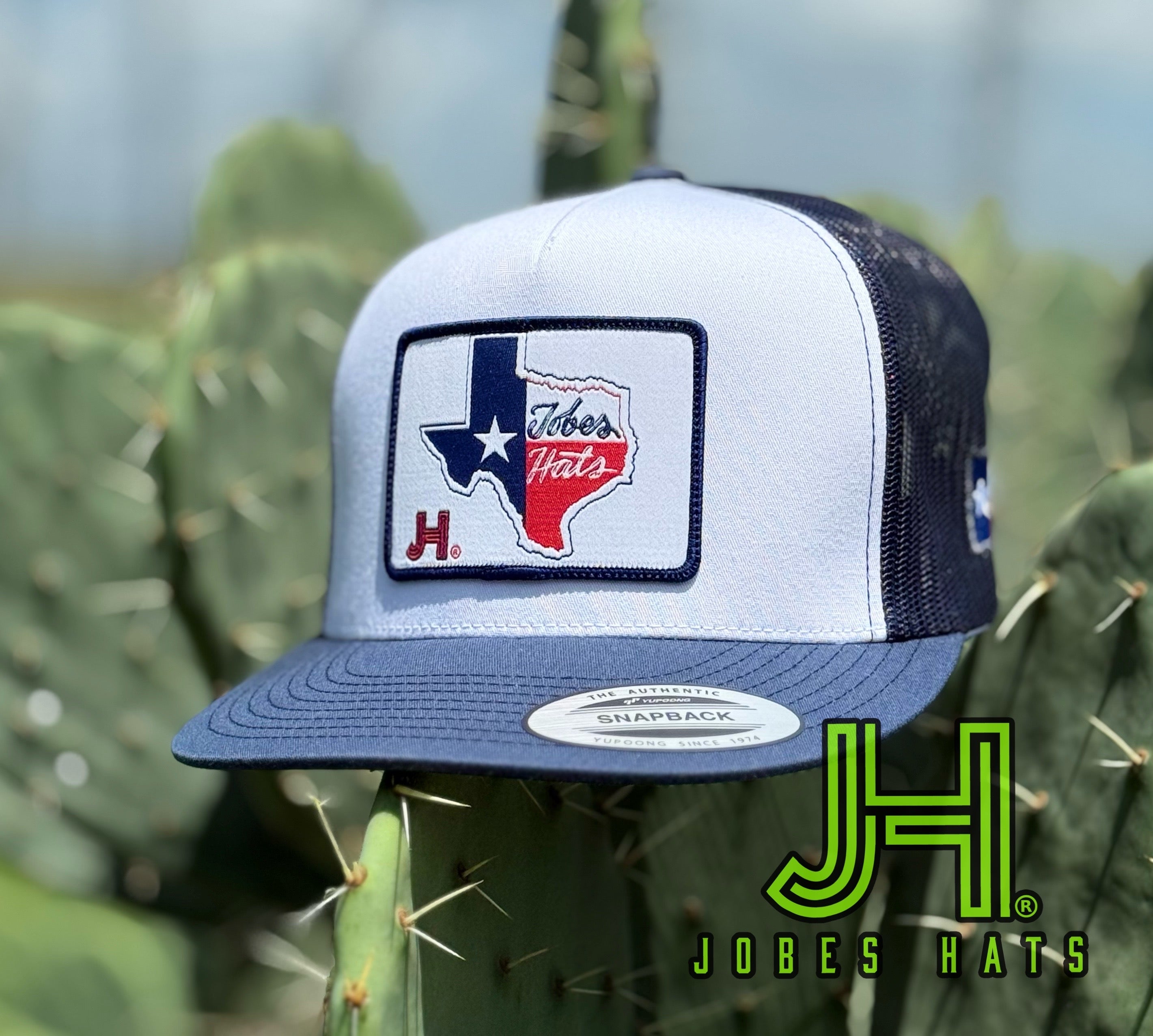 New 2025 JH Cap-White/Navy TX patch - Jobes Hats, LLC