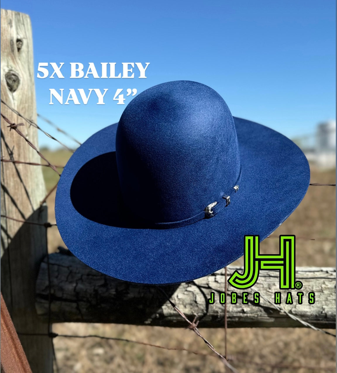 New 2025 Bailey 5X Fur Felt Navy 4” Brim and 6” crown - Jobes Hats, LLC