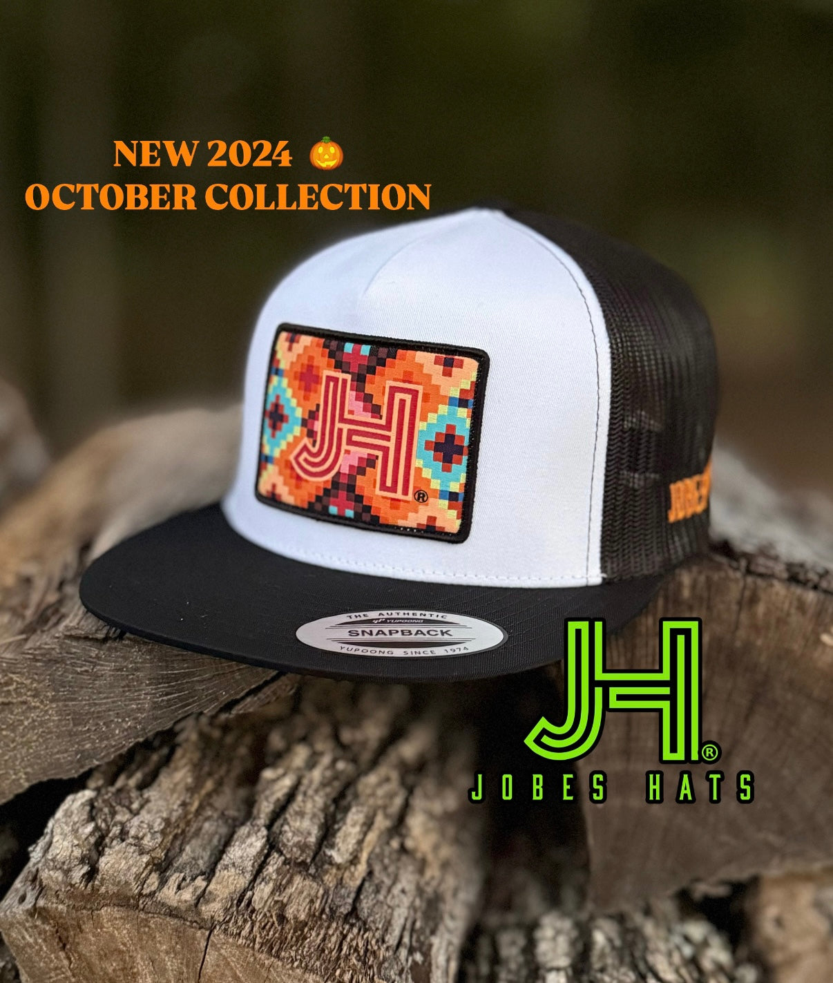 2024 Jobes Hats- White/Black Pixel patch - Jobes Hats, LLC