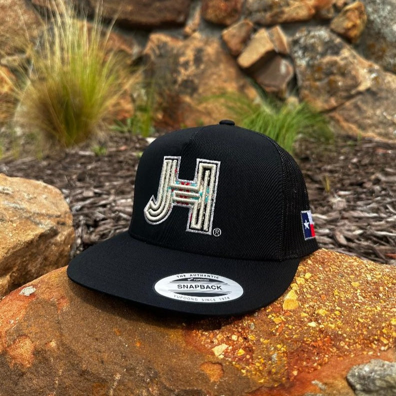 NEW 2023 Jobes Hats All Black Aztec Cream Outline - Jobes Hats