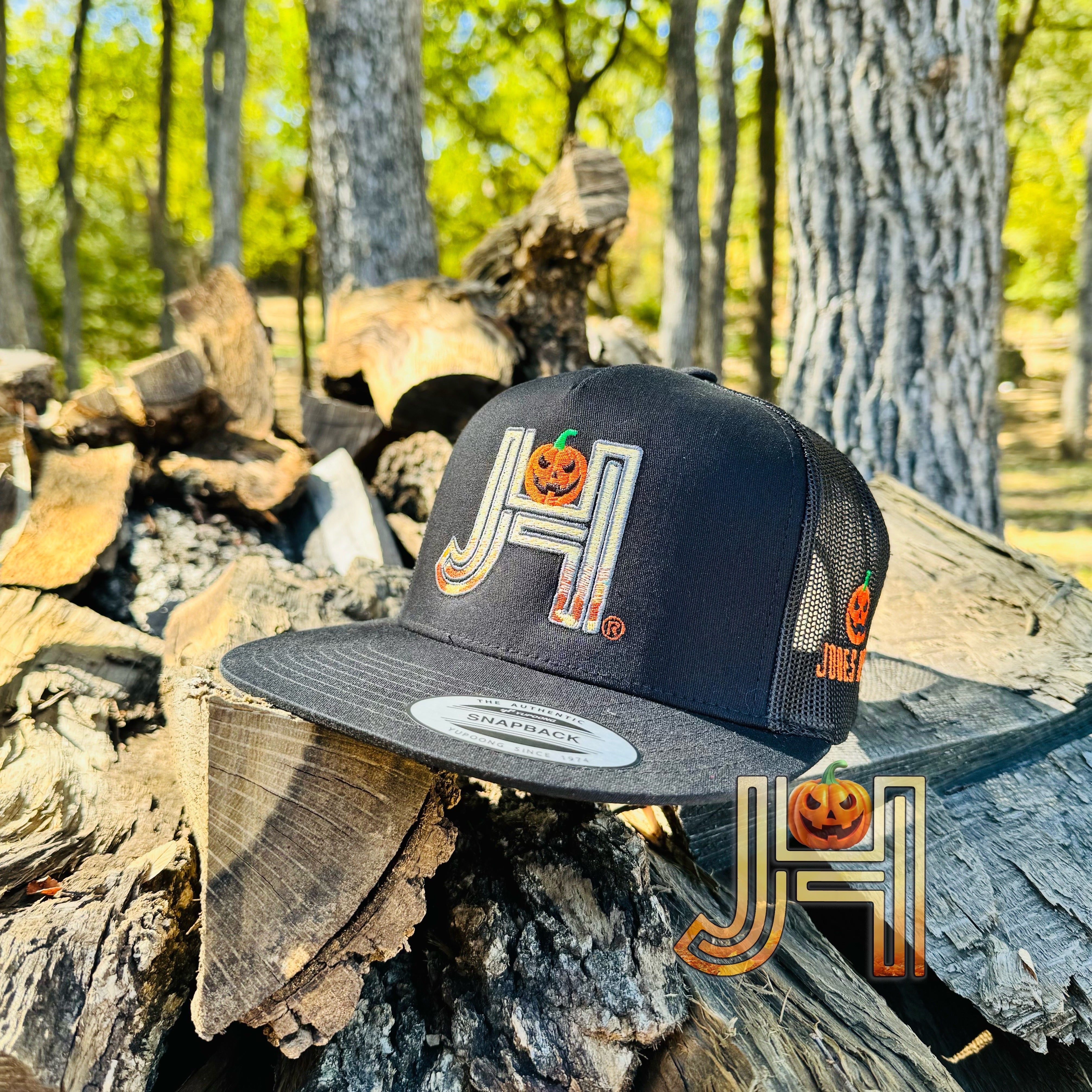 October Collection Jobes Hats Trucker cap -All Black Halloween Pumpkin - Jobes Hats