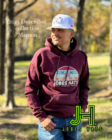 2023 December Collection JH Aztec Hoodie Maroon - Jobes Hats