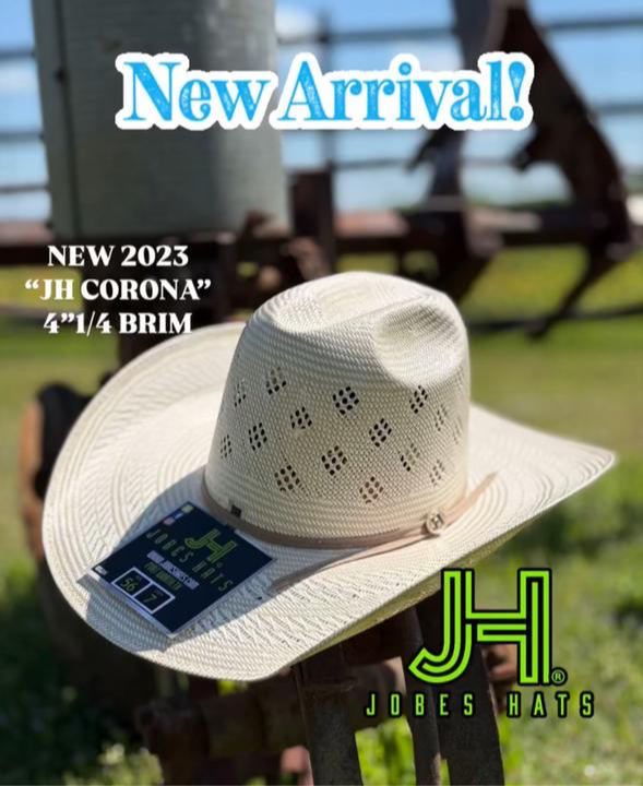NEW 2025 JH Straw Hat “Corona” 4”1/4 brim. - Jobes Hats, LLC