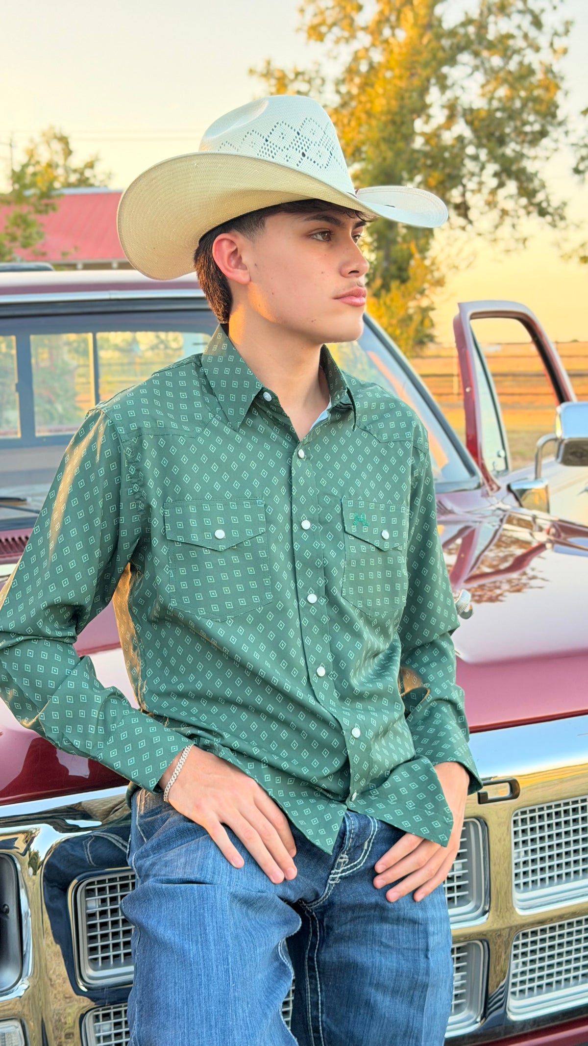 New JH Shirt Retro Collection (Light Weight) Green JH-FM