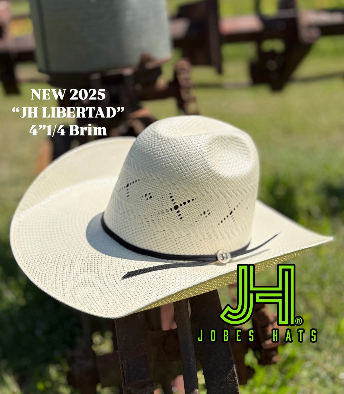 NEW 2025 JH Straw Hat “ Libertad” 4”1/4 brim. - Jobes Hats, LLC