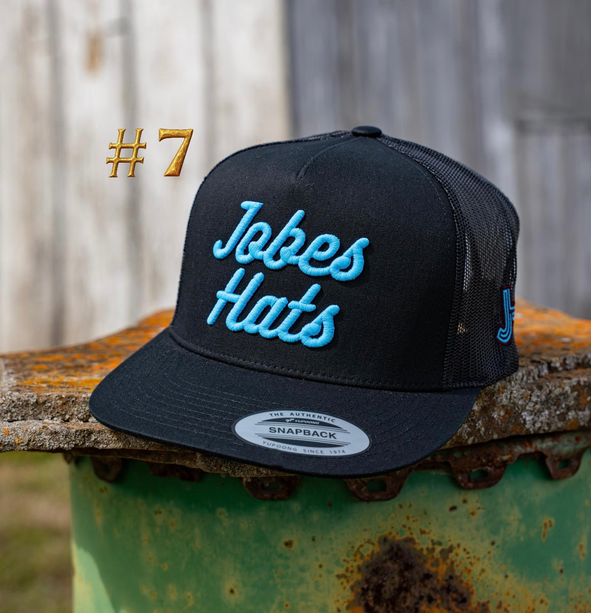 New 2026 JH Cap- “Jobes Matte” All black/Baby Blue  #7 - Jobes Hats, LLC