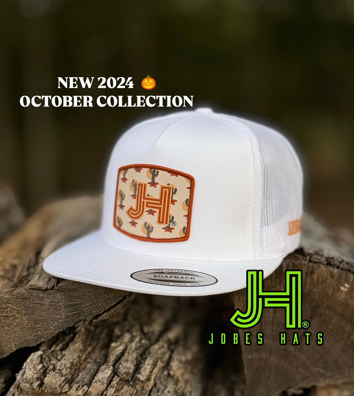 2024 Jobes Hats- All White Cactus Rust patch - Jobes Hats, LLC