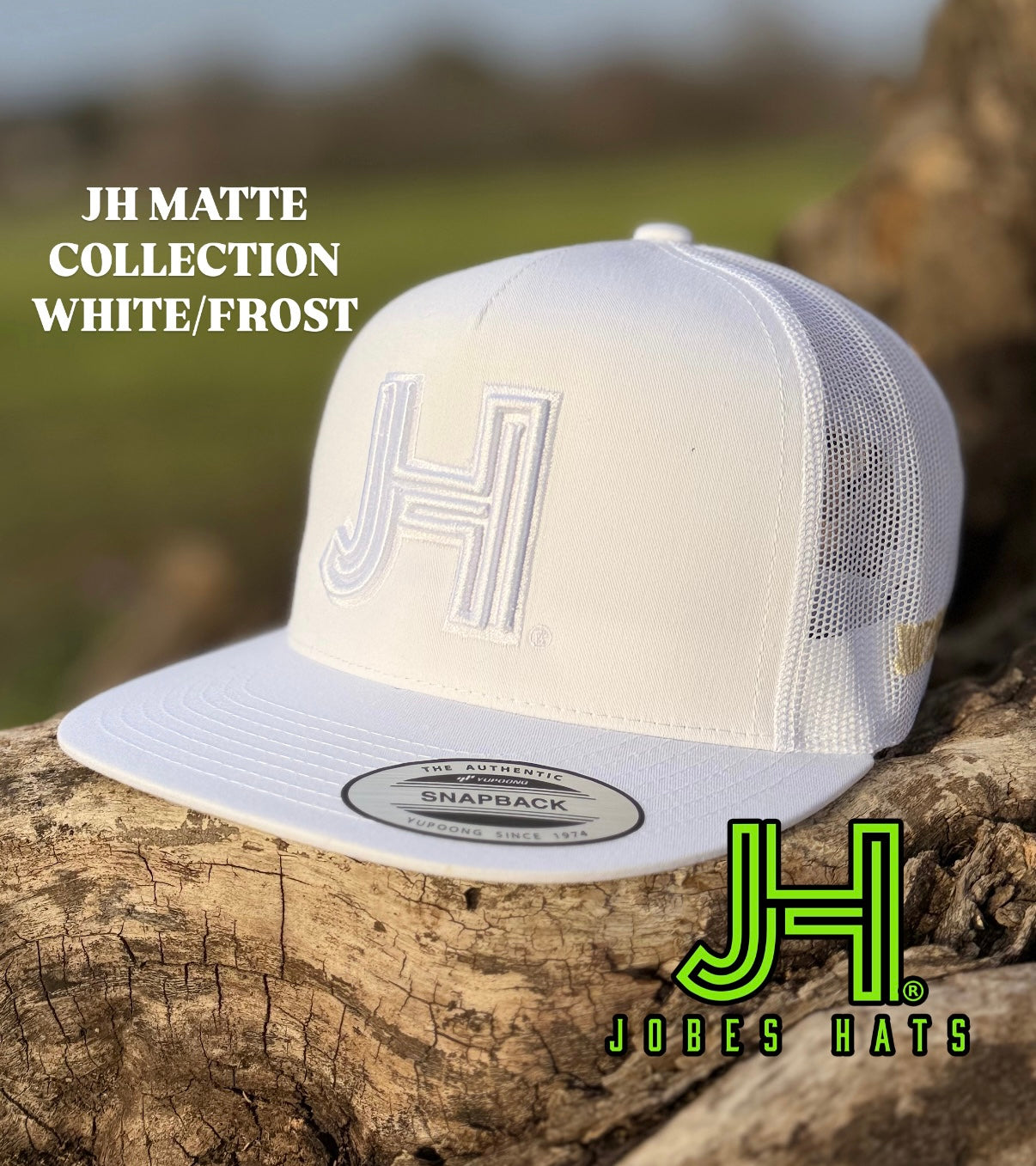 New 2025 JH Matte Collection All White White/Frost - Jobes Hats, LLC