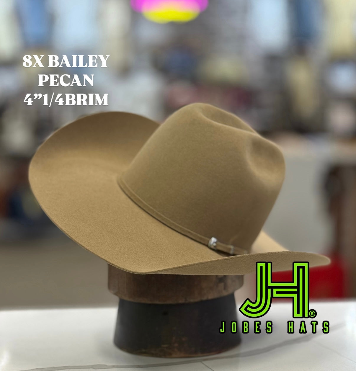 New Bailey 8X Pecan 6”Crown and 4''1/4 Brim – Jobes Hats, LLC