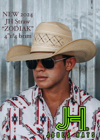 2024 Jobes Hats Straw Hat “ZODIAK” 4”1/4 Brim (Comes open and flat) - Jobes Hats, LLC