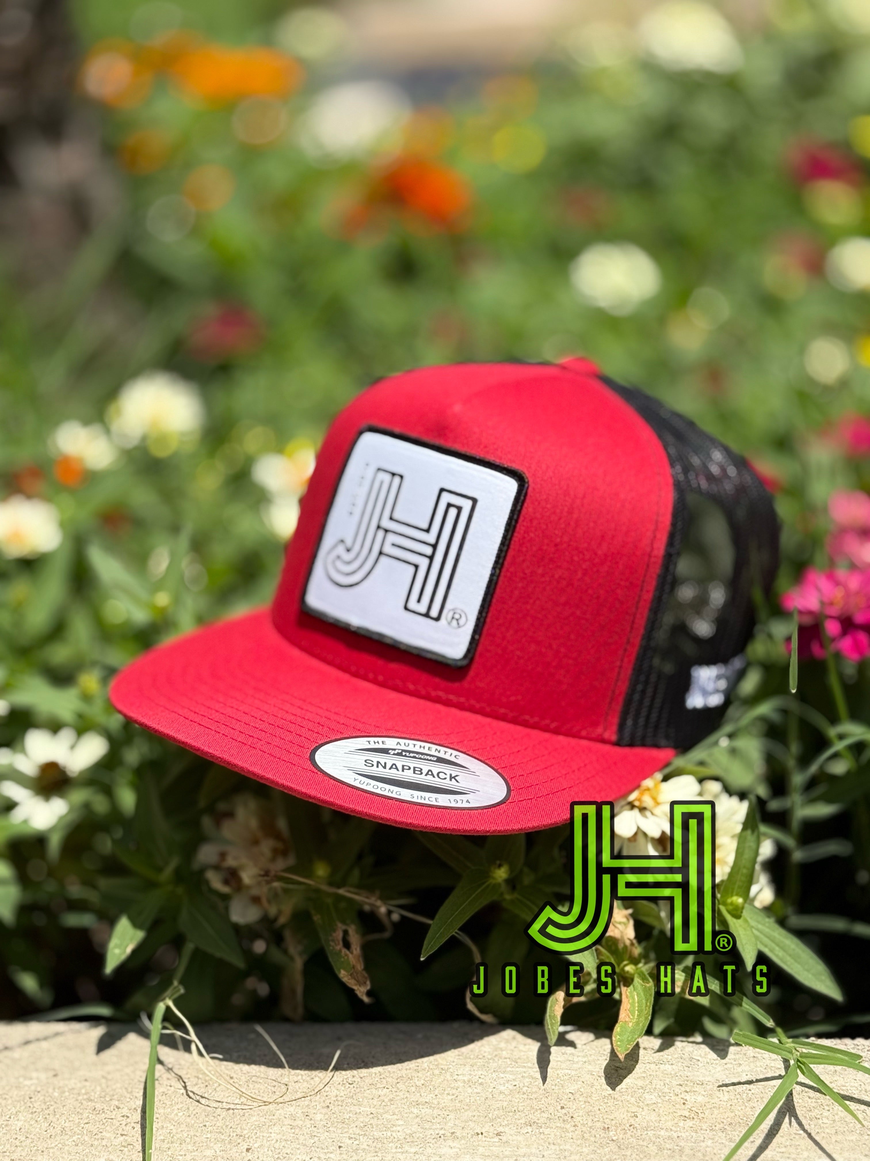 New 2025 JH Cap- Red/Black white patch - Jobes Hats, LLC