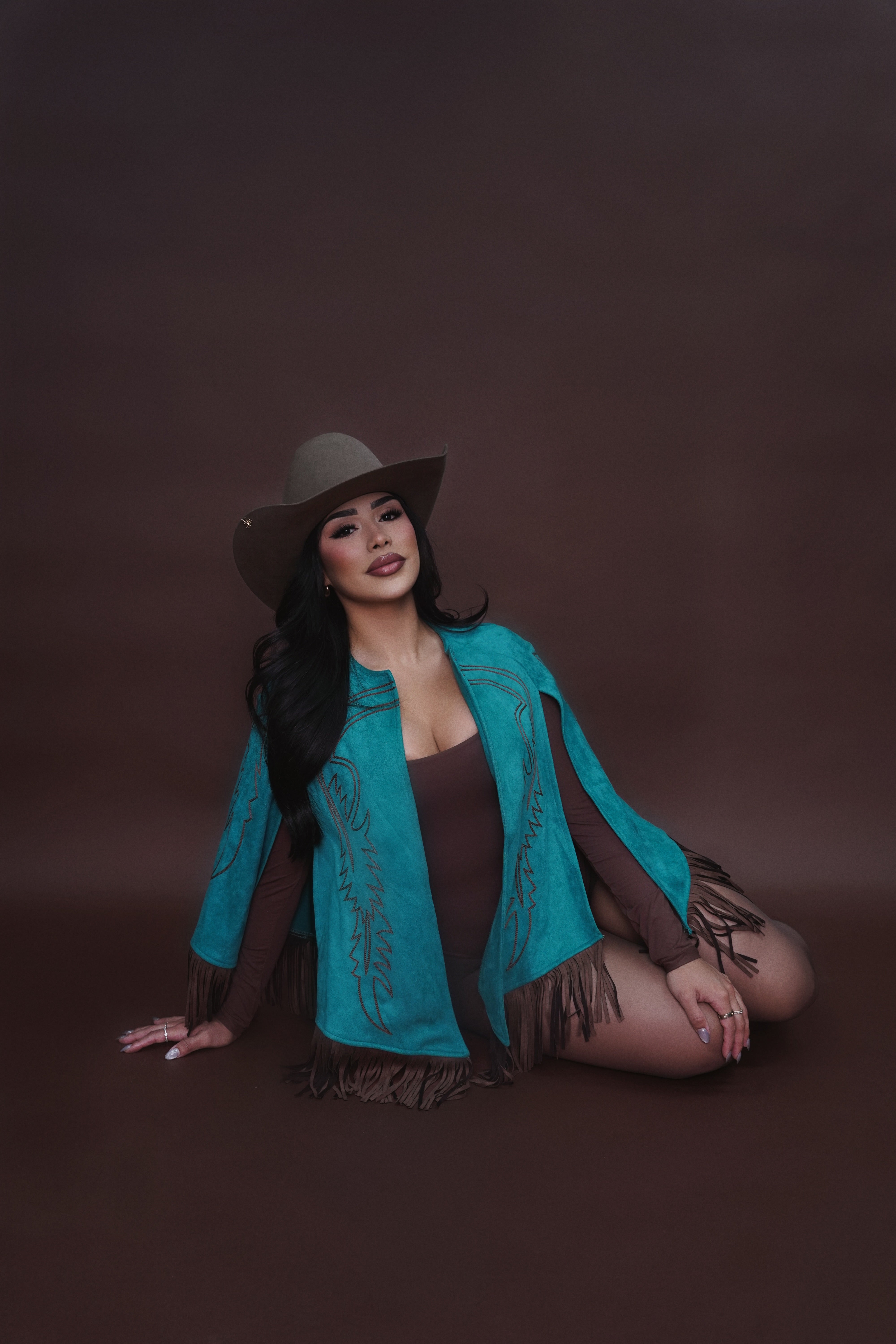 Turquoise Fringe Cape - Jobes Hats, LLC