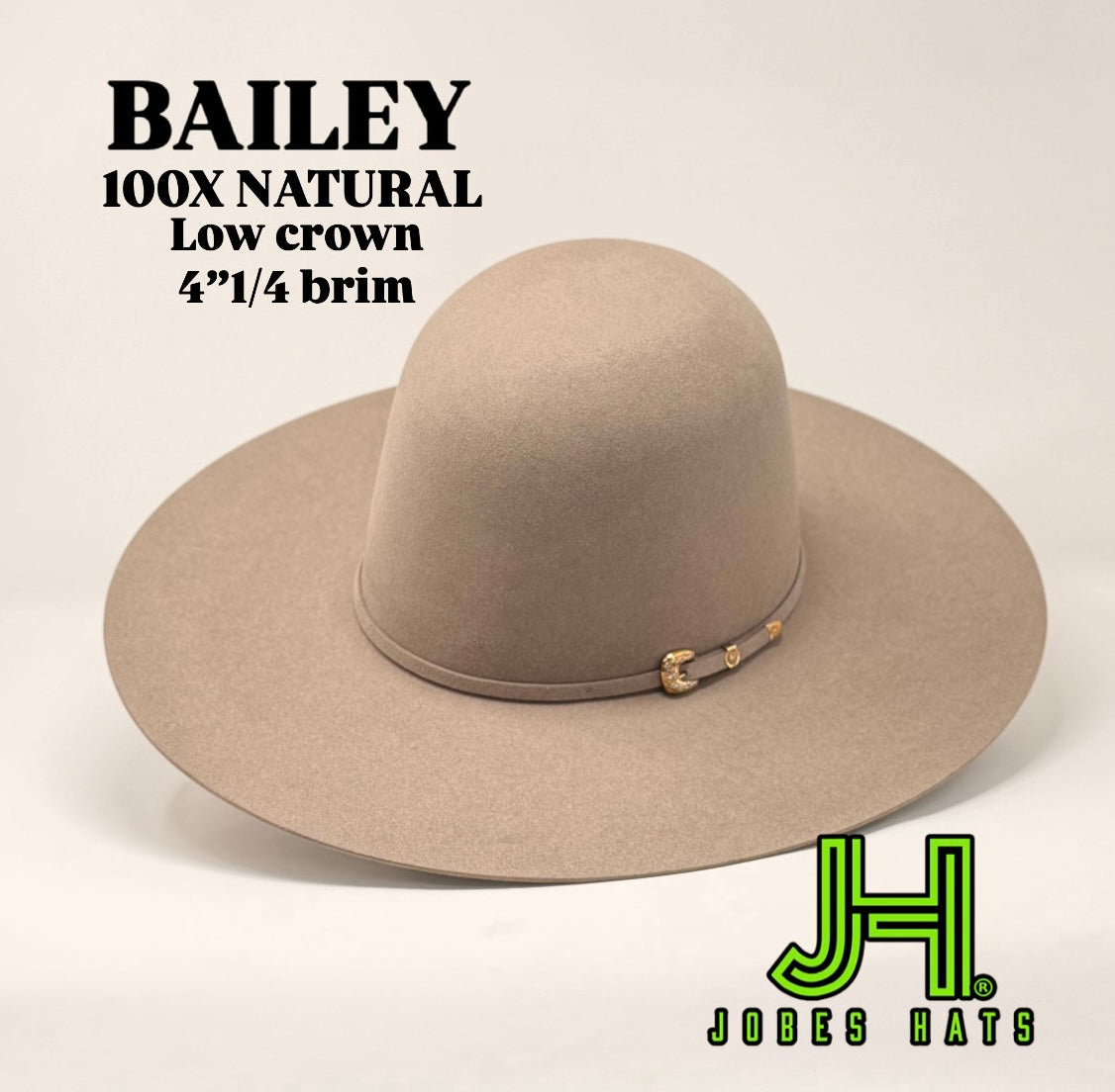 Bailey 100X Natural 5”1/2 Low Crown and 4’’1/4 Brim