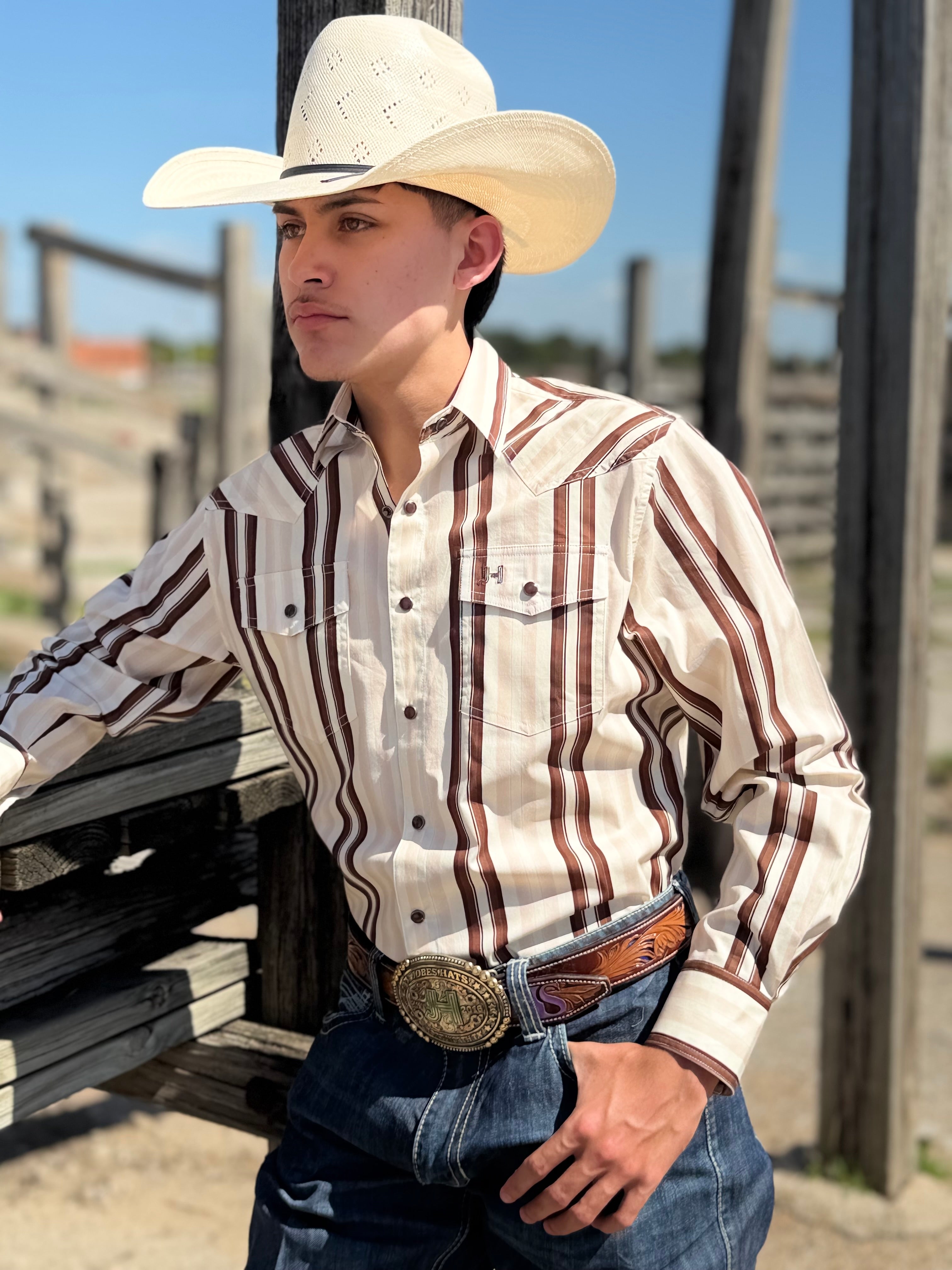 New JH Shirt Retro Collection Cream/Brown (Small Stripes)