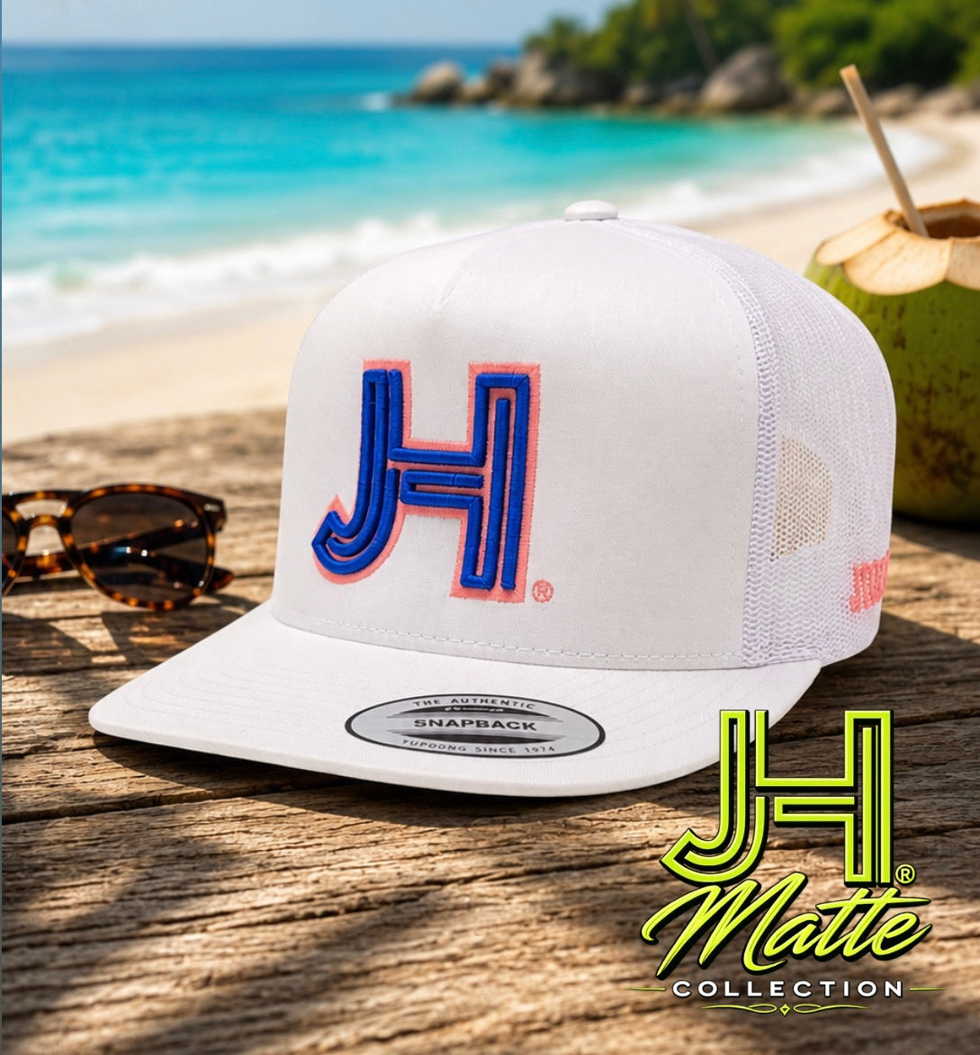 New 2026 Matte Collection- All White Royal Blue/Coral outline