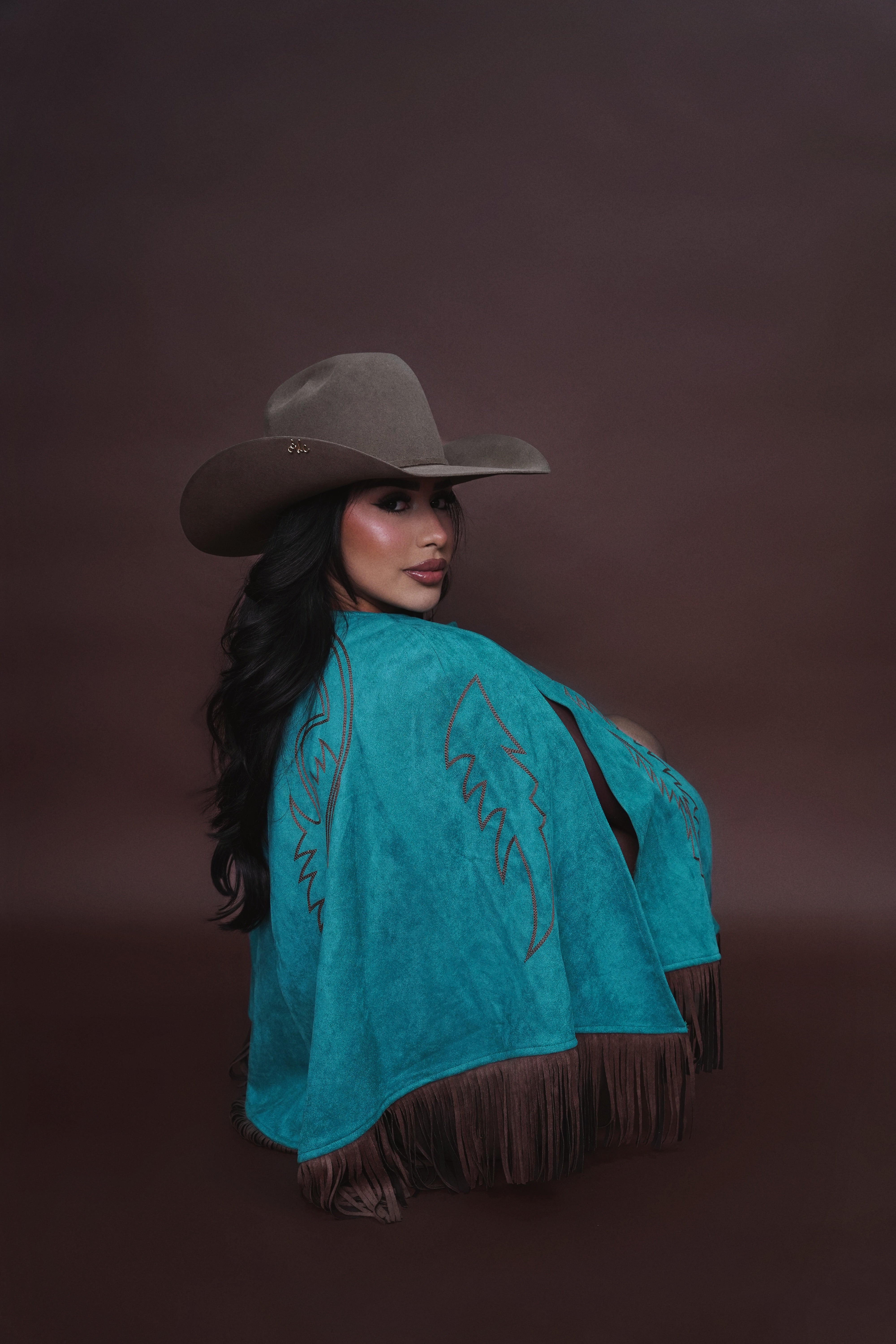 Turquoise Fringe Cape - Jobes Hats, LLC