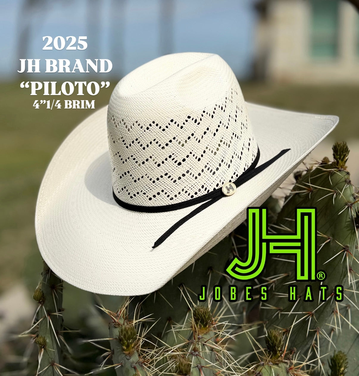 NEW 2025 JH Straw Hat “Piloto” 4”1/4 brim - Jobes Hats, LLC