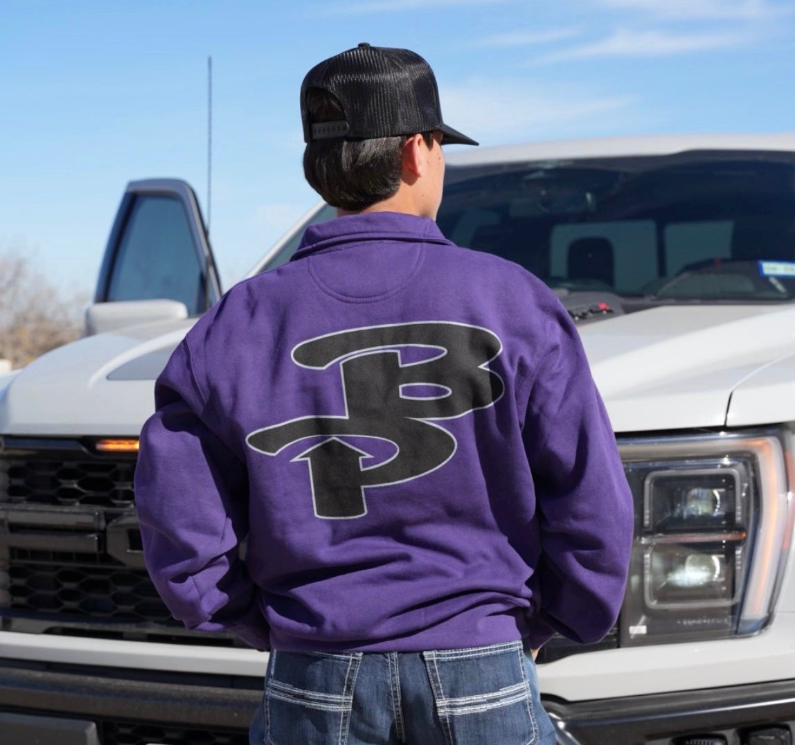 NEW Bajo Perfil Quarter Zip- Purple with Black BP - Jobes Hats, LLC