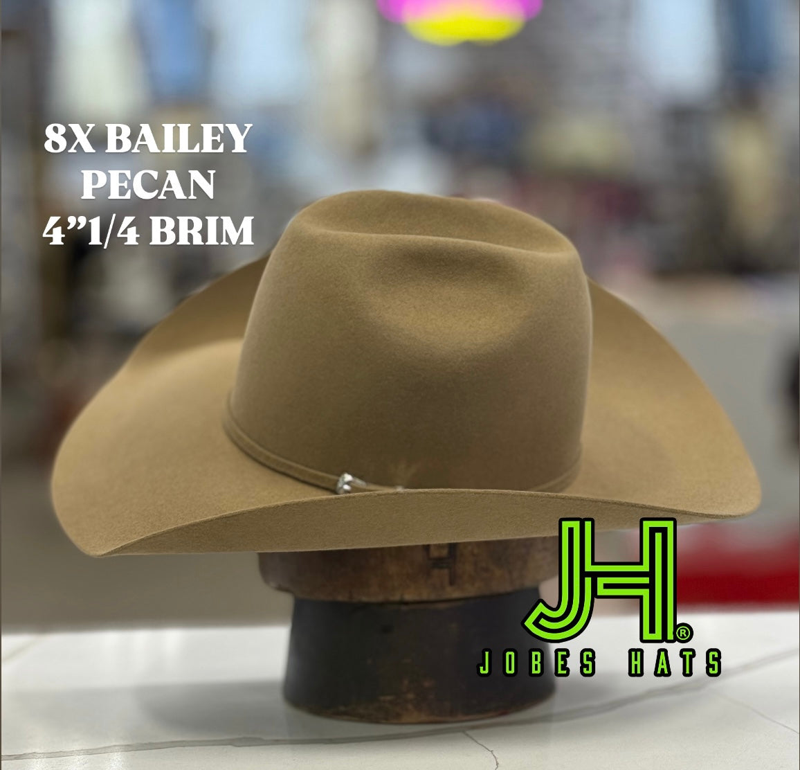 New Bailey 8X Pecan 6”Crown and 4’’1/4 Brim - Jobes Hats, LLC