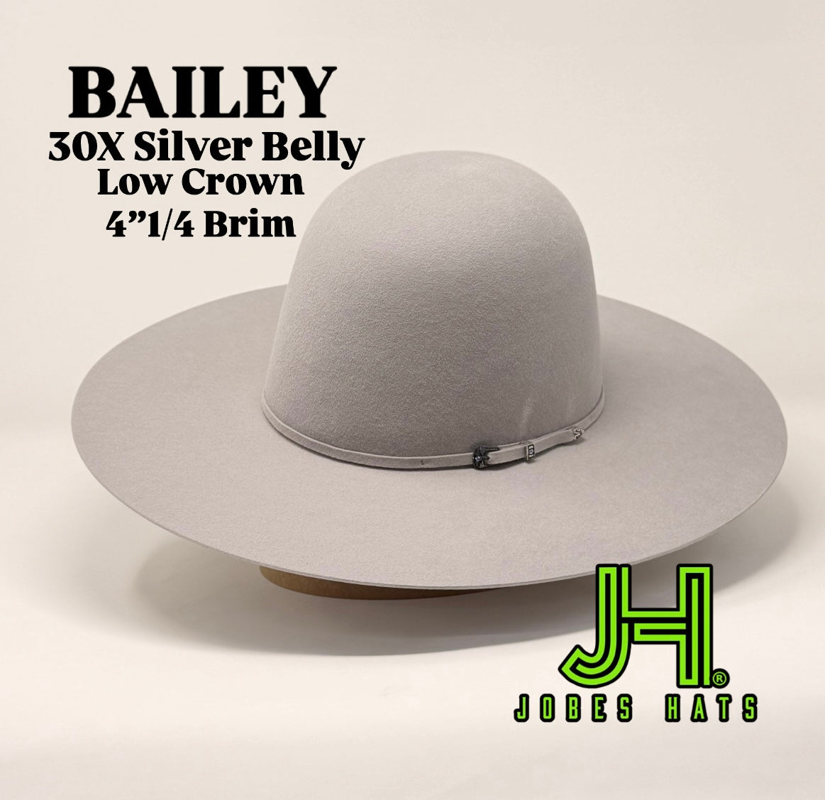 Bailey 30X Silver Belly  5”1/2 Low Crown and 4’’1/4 Brim