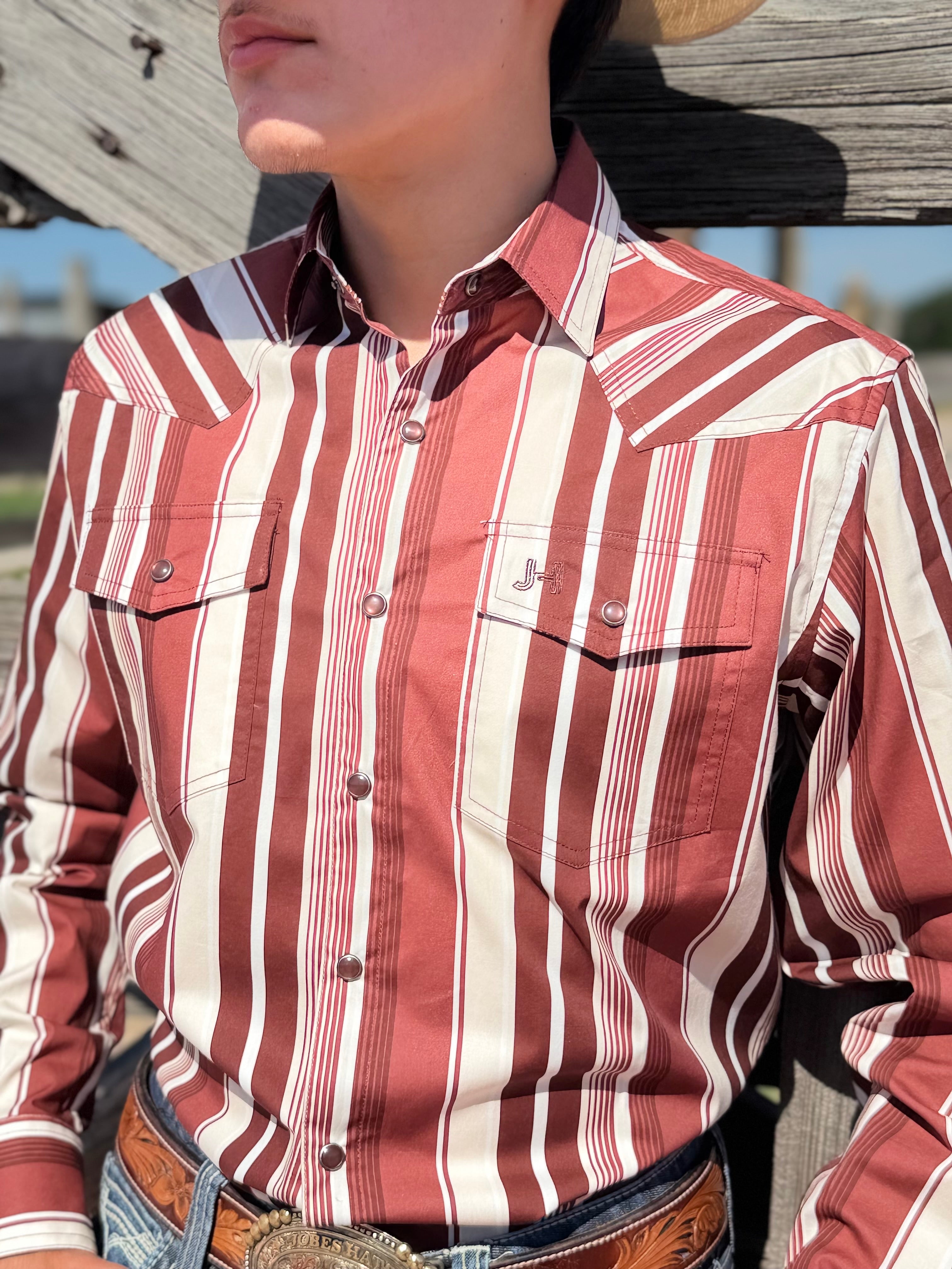 New JH Shirt Retro Collection Burgundy/Cream (Big Stripes)
