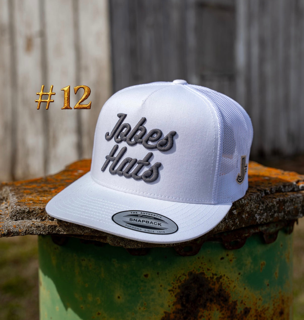 New 2026 JH Cap- “Jobes Matte” All White/Grey  #12 - Jobes Hats, LLC