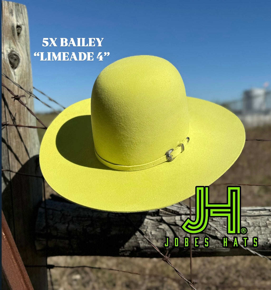 New 2025 Bailey 5X Fur Felt Limeade 4” Brim and 6” crown - Jobes Hats, LLC