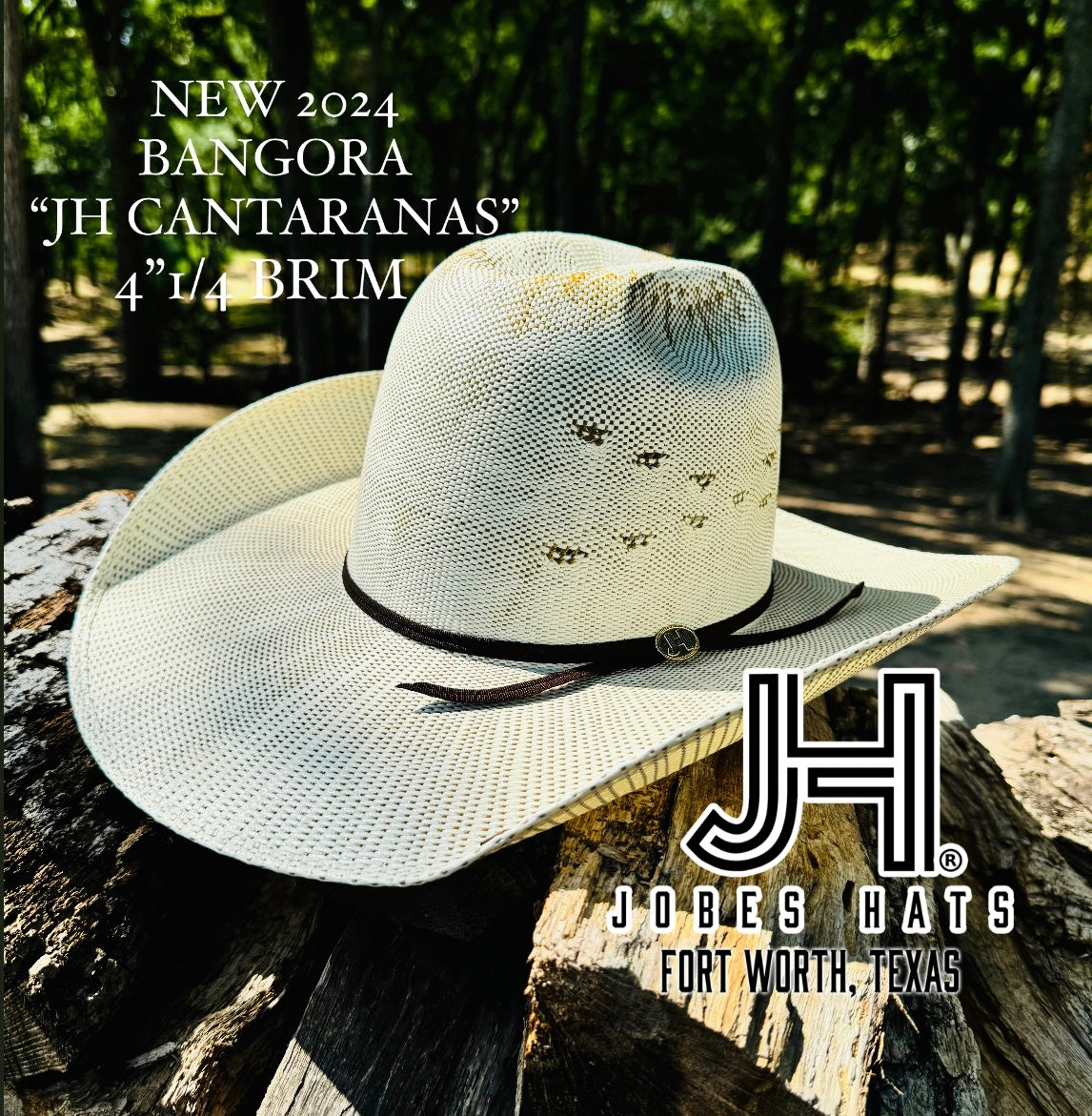 2024 Jobes Hats Bangora Straw Hat “CANTARANAS” 4”1/4 Brim (Comes open and flat) - Jobes Hats, LLC