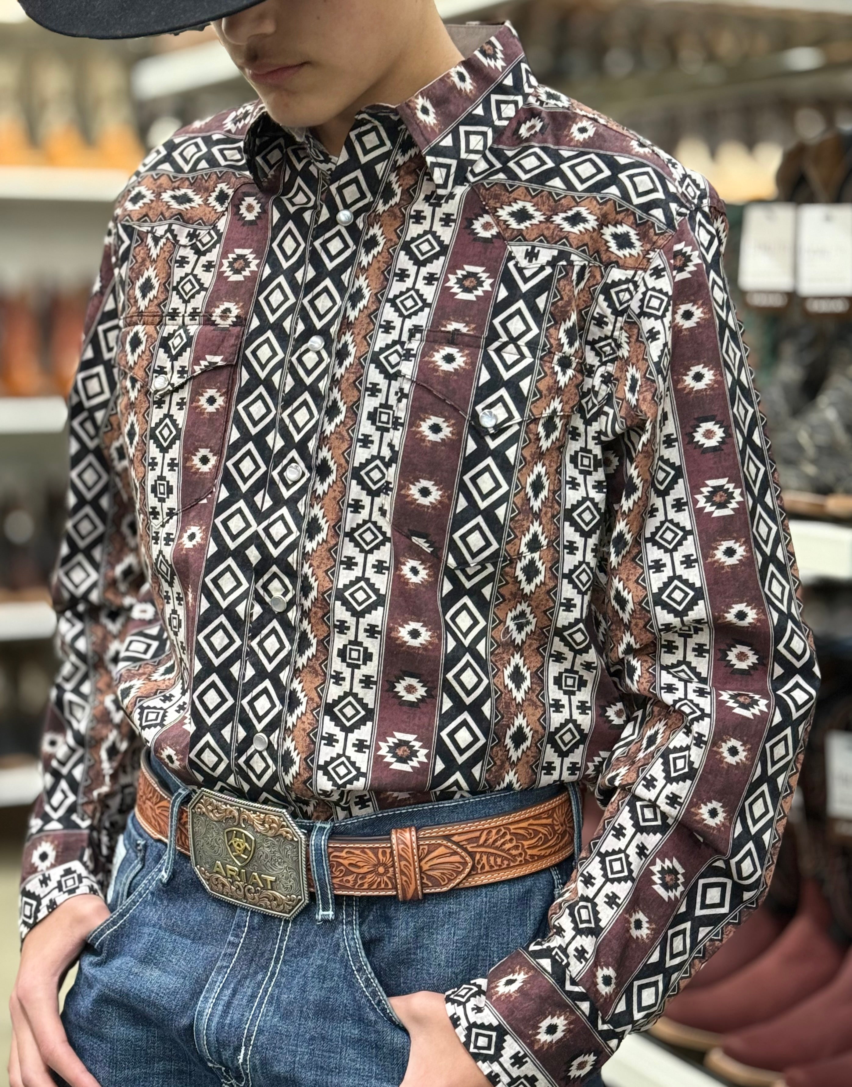 Roper Long Sleeve snap shirt #0154 BL - Jobes Hats, LLC