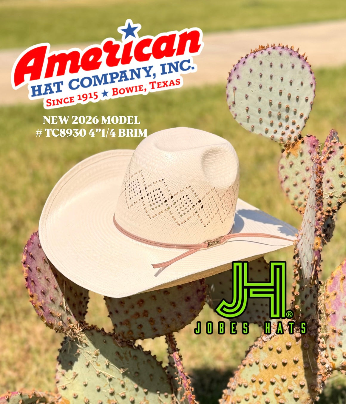 New 2026 American Hat Straw #TC8930 4”1/4 Brim/ Round Oval