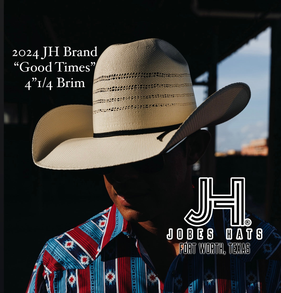2024 Jobes Hats Straw Hat “Good Times” 4”1/4 Brim (Comes open and flat) - Jobes Hats, LLC