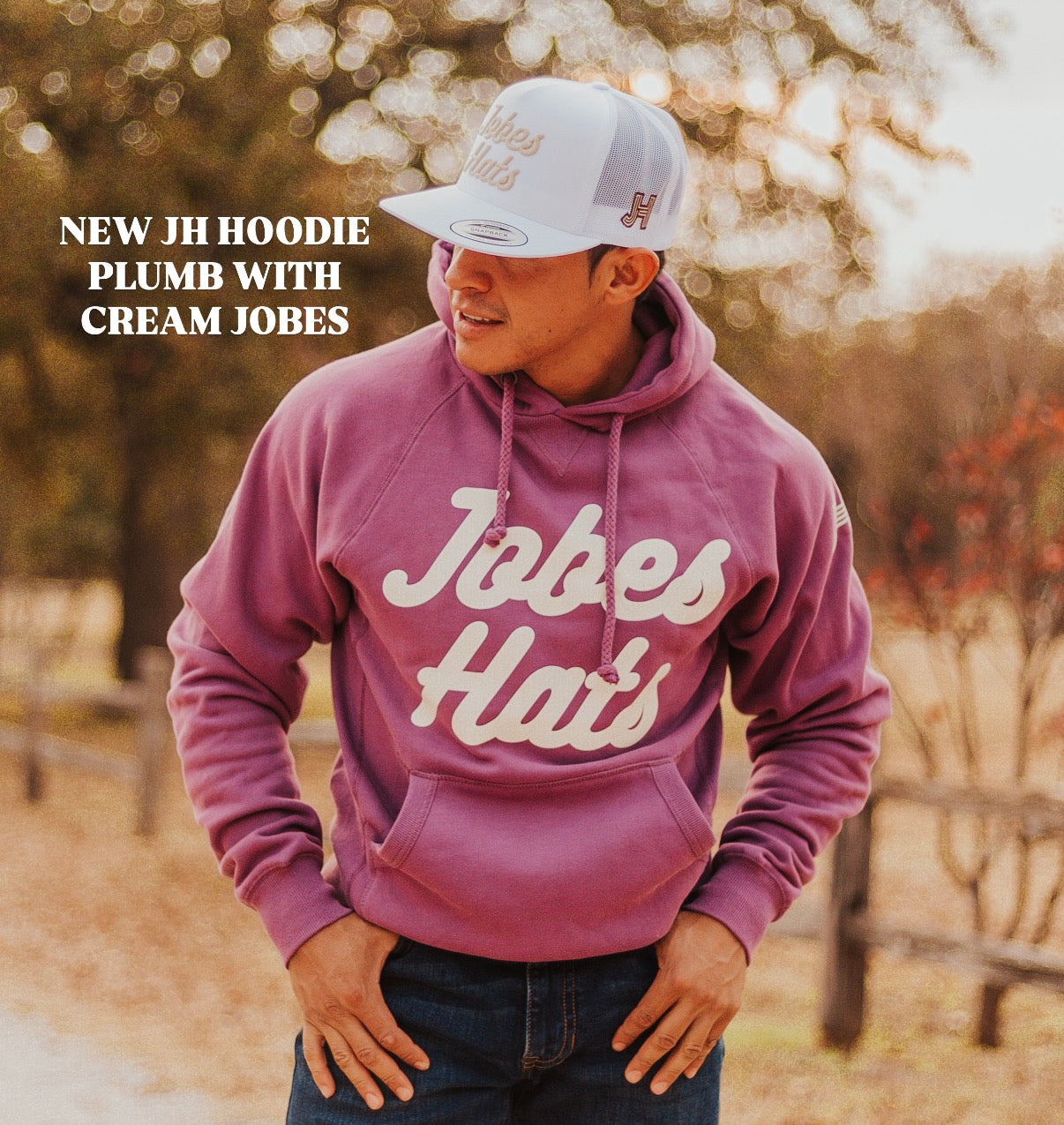 NEW JH Hoodie- All Plum with Cream letters