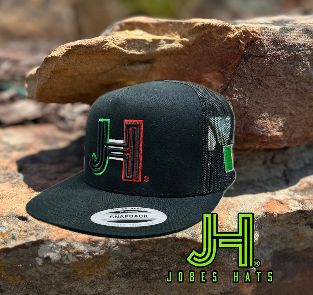 2021 Jobes Hats Trucker - All Black Cap Black 3D Mexico Outline - Jobes Hats