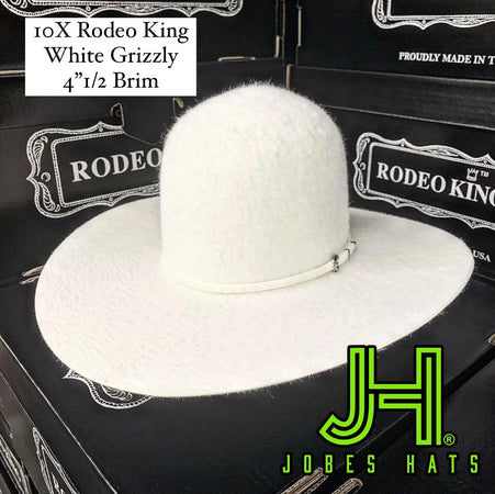 10X White Grizzly 4" 1/2 Brim 6” Crown - Jobes Hats, LLC