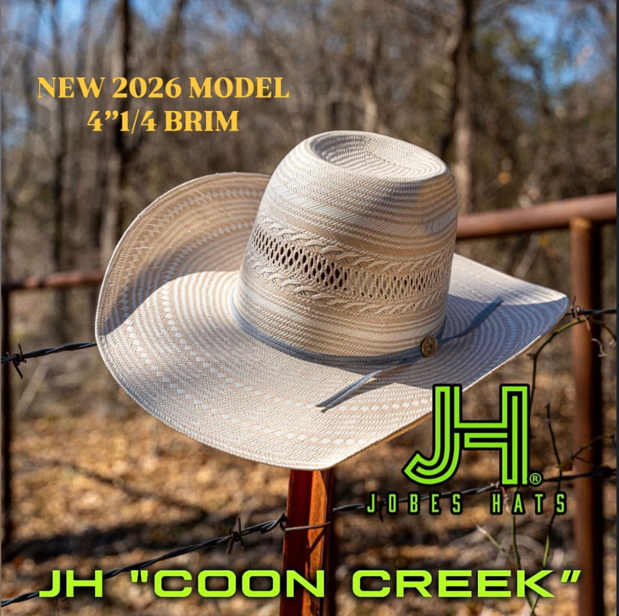 NEW 2026 JH Straw Hat “Coon Creek” 4”1/4 Brim - Jobes Hats, LLC
