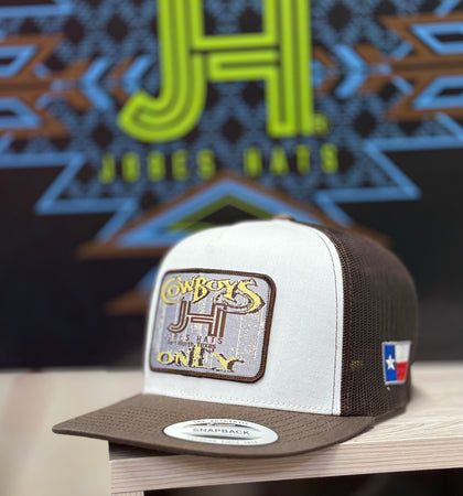 Jobes Hats Trucker - White/Brown Cowboys Only - Jobes Hats, LLC