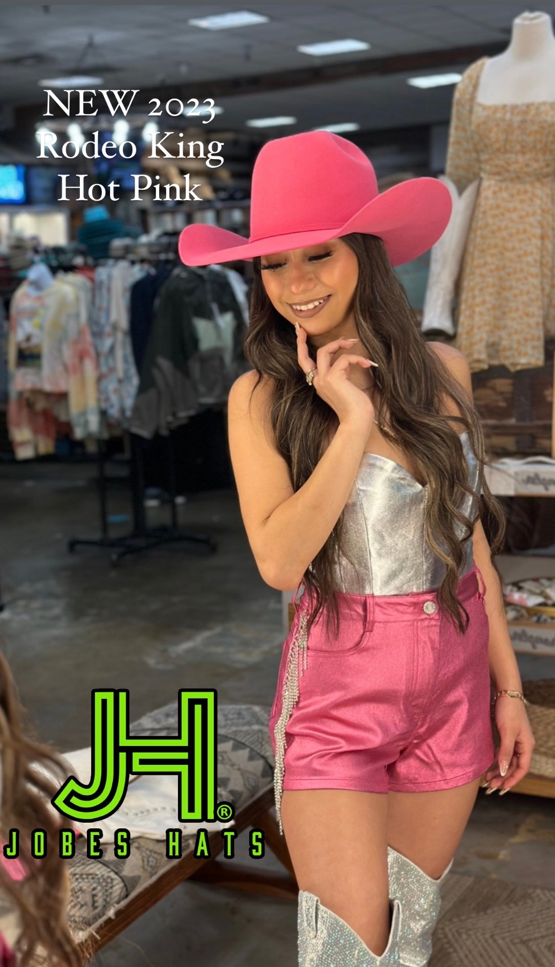 Rodeo King Felt 7X Hot Pink 4" 1/4 Brim 6” Crown - Jobes Hats