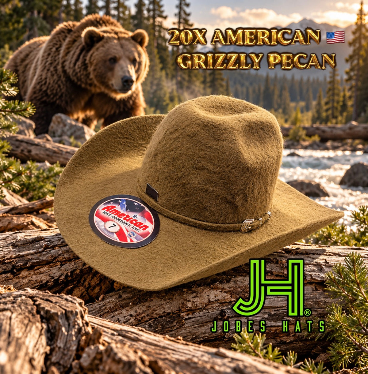 NEW American Hat Co Felt 20x Grizzly Pecan 4"1/2 brim