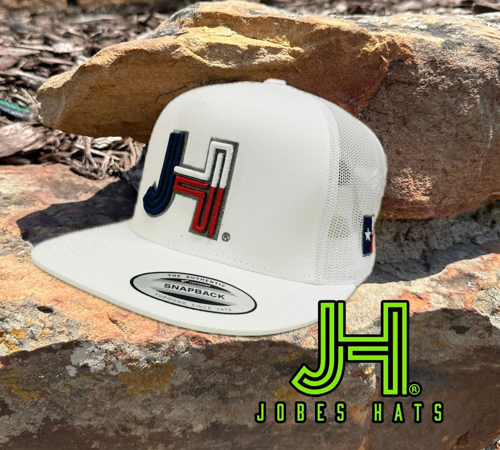 NEW Jobes Hats Trucker - All White 3D Texas Charcoal Outline - Jobes Hats