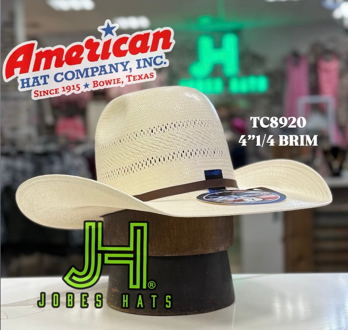 New 2025 American Hat 🇺🇸 #TC8920 R/O  4” 1/4 brim - Jobes Hats, LLC
