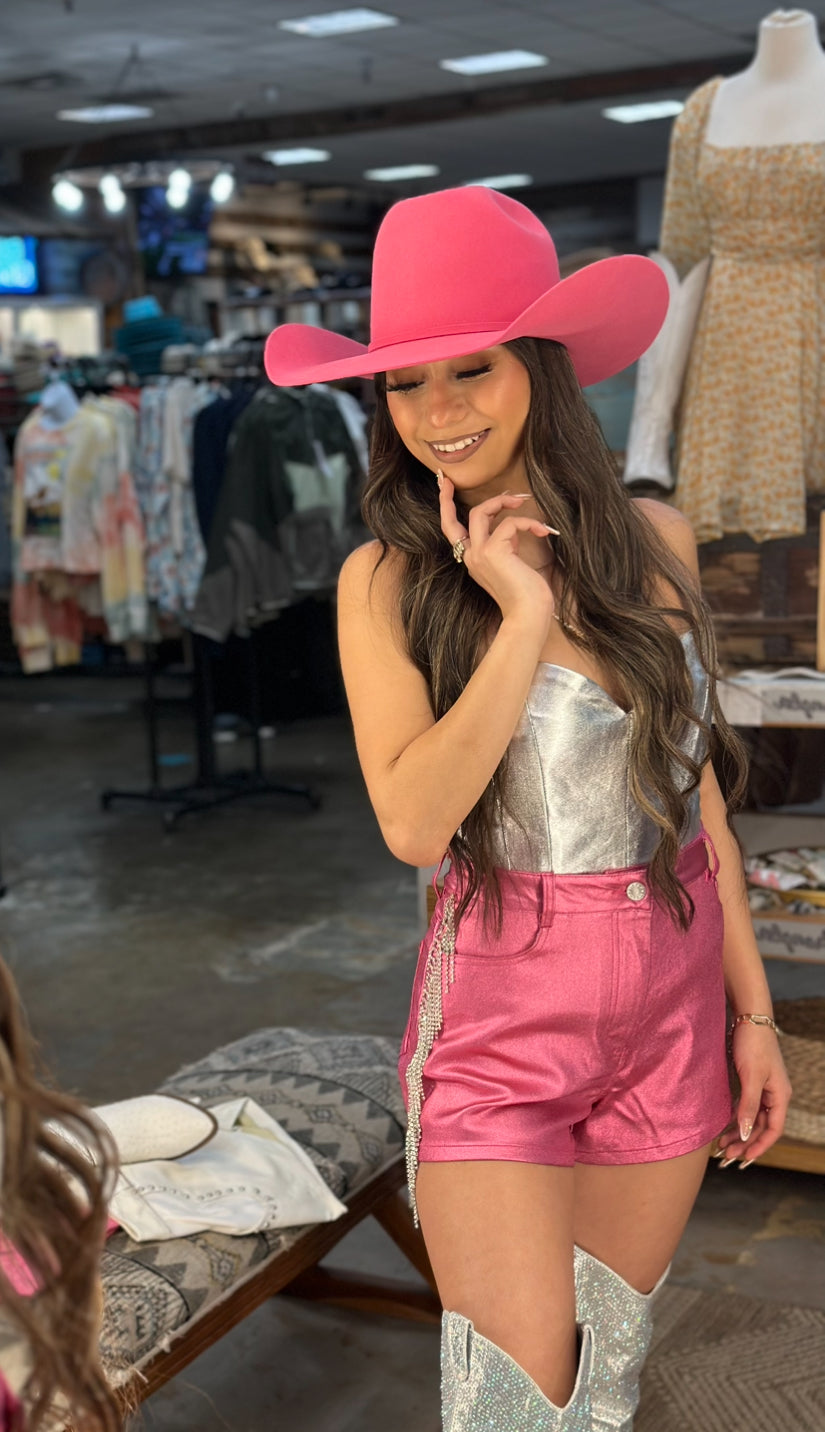 Rodeo King Felt 7X Hot Pink 4" 1/4 Brim 6” Crown - Jobes Hats