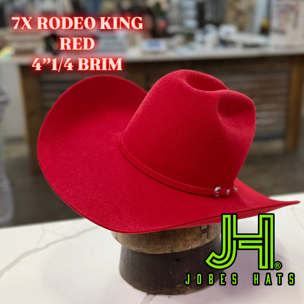 Rodeo King Felt 7X Red 6” crown 4 1/4 display picture 1