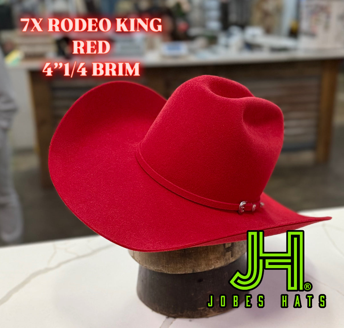 Rodeo King Felt 7X Red 6” crown  4 1/4" Brim - Jobes Hats, LLC