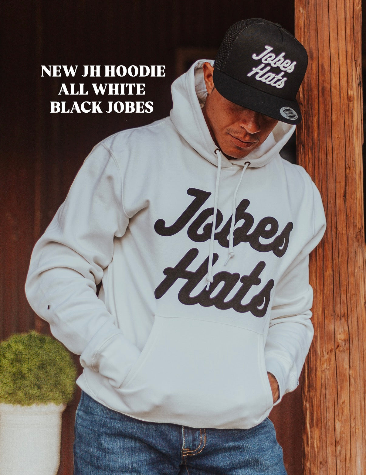 NEW JH Hoodie- White with Black Jobes letters