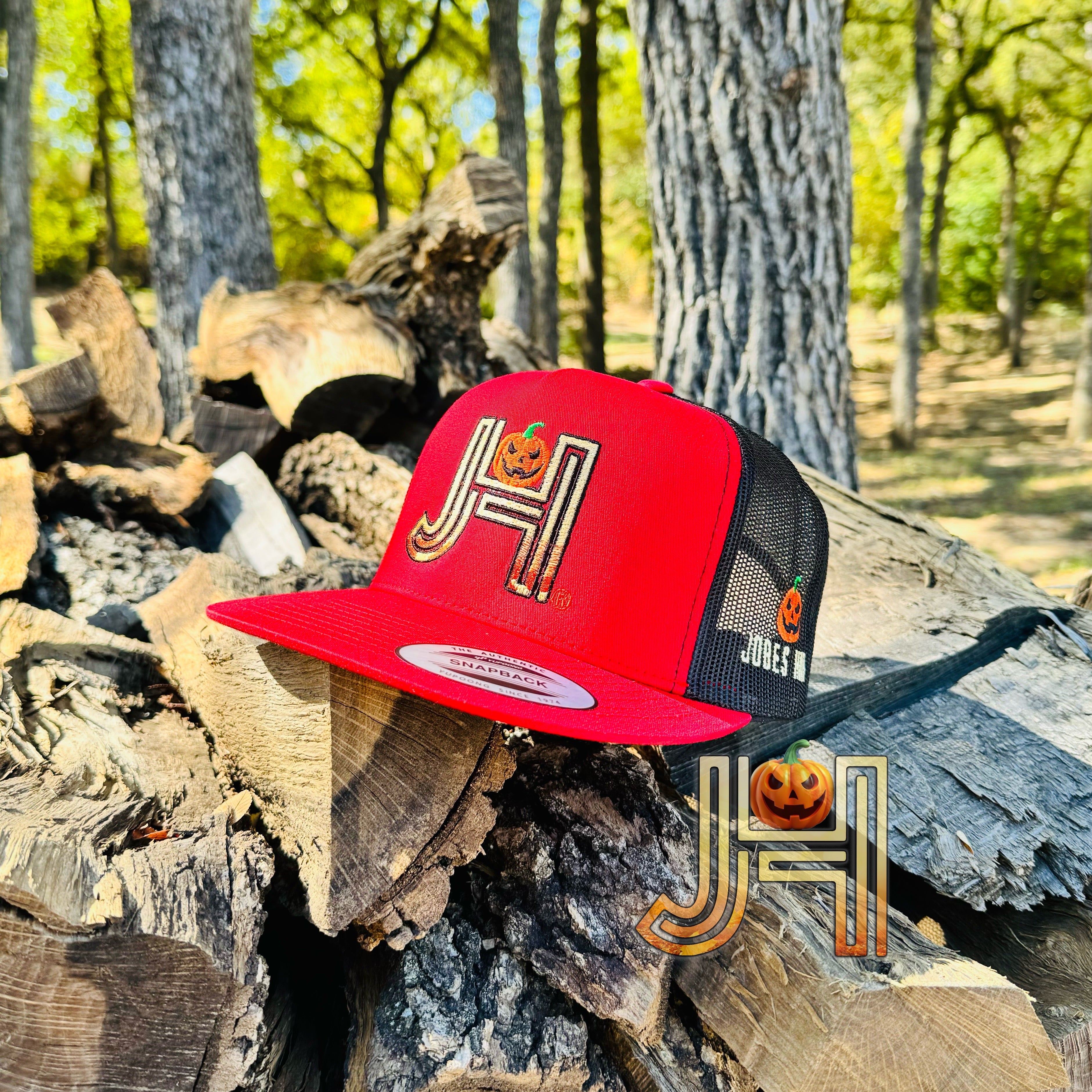 October Collection Jobes Hats Trucker cap - Red/Black Halloween Pumpkin - Jobes Hats