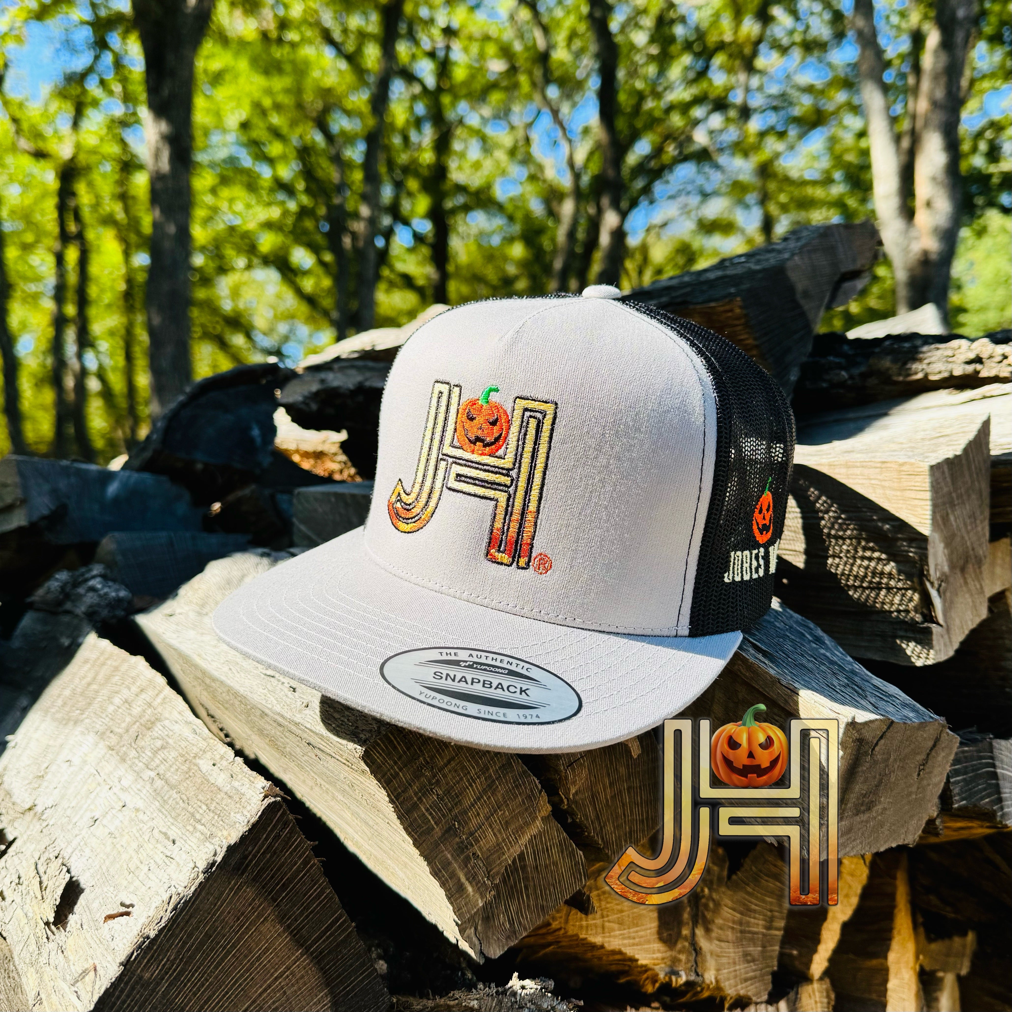 October Collection Jobes Hats Trucker cap - Silver/Black Halloween Pumpkin - Jobes Hats